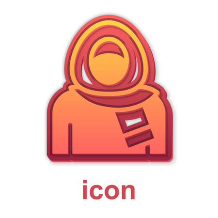 Gold Muslim woman in hijab icon isolated on white background. Vectorのイラスト素材