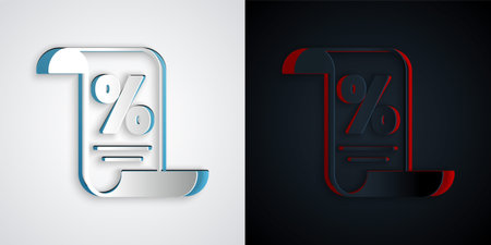Paper cut Finance document icon isolated on grey and black background. Paper bank document for invoice or bill concept. Paper art style. Vectorのイラスト素材