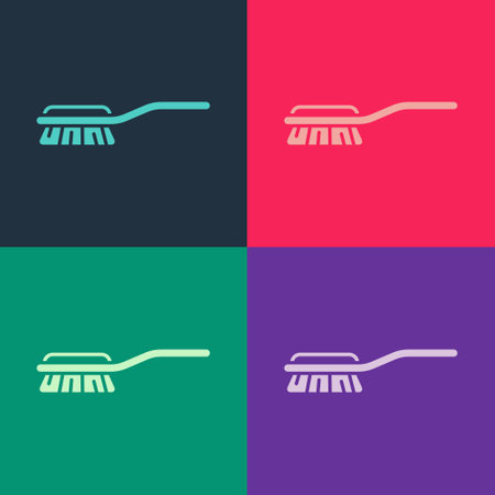 Pop art Hair brush for dog and cat icon isolated on color background. Brush for animal fur. Pet accessory. Vectorのイラスト素材