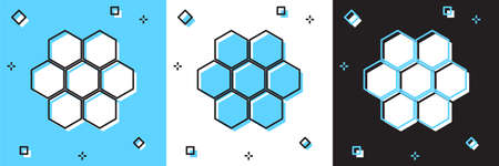 Set Honeycomb icon isolated on blue and white, black background. Honey cells symbol. Sweet natural food. Vectorのイラスト素材