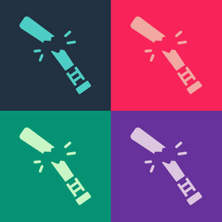 Pop art Broken baseball bat icon isolated on color background. Vectorのイラスト素材