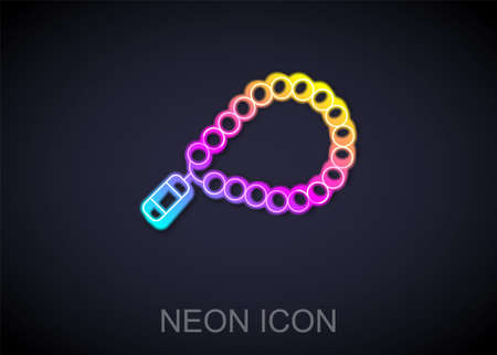 Glowing neon line Rosary beads religion icon isolated on black background. Vectorのイラスト素材
