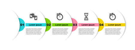 Set line Chat messages on mobile, Stopwatch, Hourglass and . Business infographic template. Vectorのイラスト素材