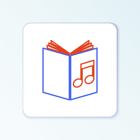 Line Audio book icon isolated on white background. Musical note with book. Audio guide sign. Online learning concept. Colorful outline concept. Vectorのイラスト素材