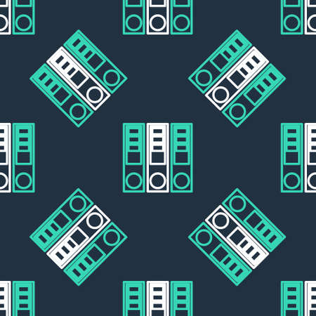 Line Office folders with papers and documents icon isolated seamless pattern on black background. Office binders. Archives folder sign. Vectorのイラスト素材