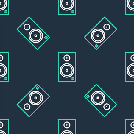 Line Stereo speaker icon isolated seamless pattern on black background. Sound system speakers. Music icon. Musical column speaker bass equipment. Vectorのイラスト素材