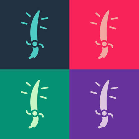 Pop art Arabian saber icon isolated on color background. Vectorのイラスト素材