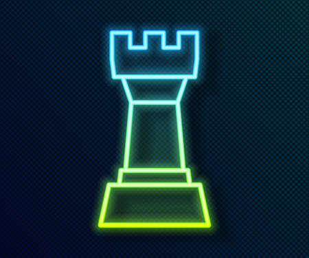 Glowing neon line Chess icon isolated on black background. Business strategy. Game, management, finance. Vectorのイラスト素材