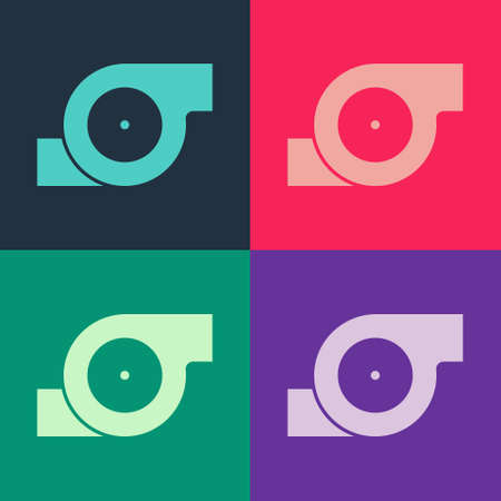 Pop art Automotive turbocharger icon isolated on color background. Vehicle performance turbo. Turbo compressor induction. Vectorのイラスト素材
