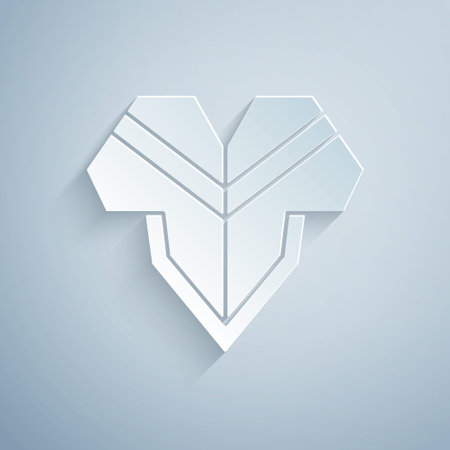 Paper cut Traditional mexican poncho clothing icon isolated on grey background. Paper art style. Vectorのイラスト素材