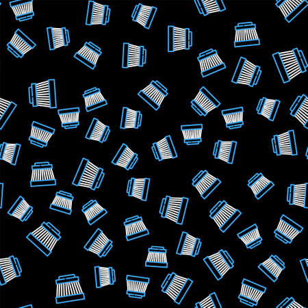 Line Car air filter icon isolated seamless pattern on black background. Automobile repair service symbol. Vectorのイラスト素材