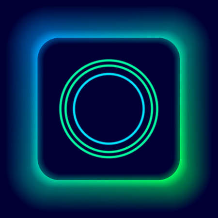 Glowing neon line Plate icon isolated on black background. Cutlery symbol. Restaurant sign. Colorful outline concept. Vectorのイラスト素材