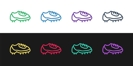 Set line Baseball boot icon isolated on black and white background. Vectorのイラスト素材