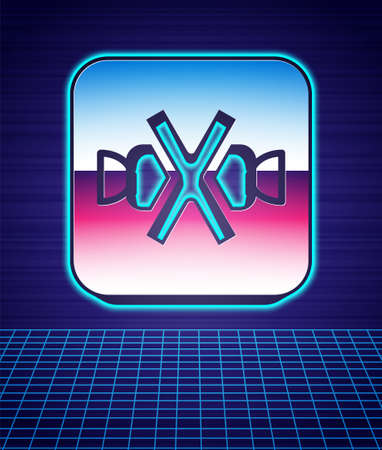 Retro style No sweets and candies prohibition icon isolated futuristic landscape background. No candy forbidden symbol. 80s fashion party. Vectorのイラスト素材