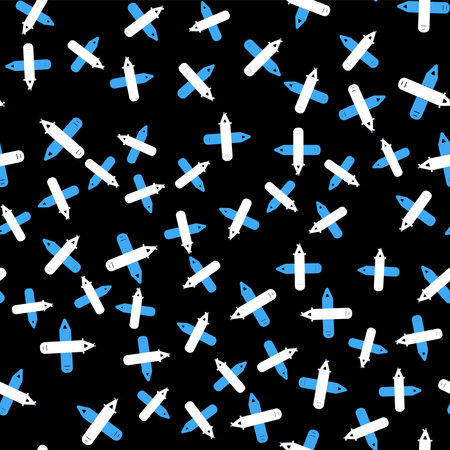 Line Crossed pencil icon isolated seamless pattern on black background. Education sign. Drawing and...
