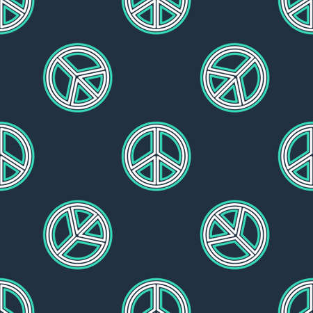 Line Peace icon isolated seamless pattern on black background. Hippie symbol of peace. Vectorのイラスト素材