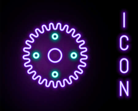Glowing neon line Gear icon isolated on black background. Cogwheel gear settings sign. Cog symbol. Colorful outline concept. Vectorのイラスト素材