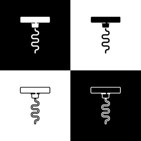 Set Wine corkscrew icon isolated on black and white background. Vectorのイラスト素材