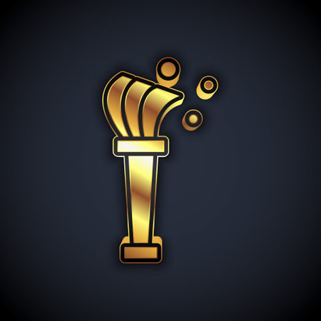 Gold Aspergillum icon isolated on black background. Vectorのイラスト素材
