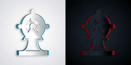 Paper cut Target financial goal concept icon isolated on grey and black background. Symbolic goals achievement, success. Paper art style. Vectorのイラスト素材