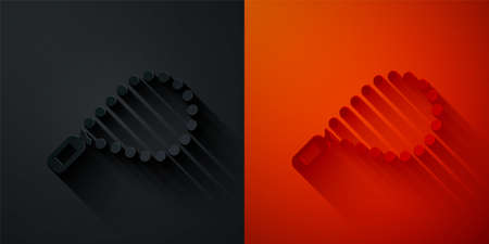 Paper cut Rosary beads religion icon isolated on black and red background. Paper art style. Vectorのイラスト素材