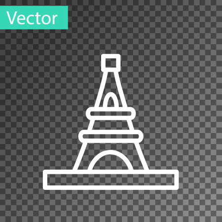 White line Eiffel tower icon isolated on transparent background. France Paris landmark symbol. Vectorのイラスト素材