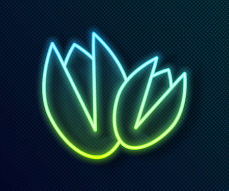 Glowing neon line Pistachio nuts icon isolated on black background. Vectorのイラスト素材