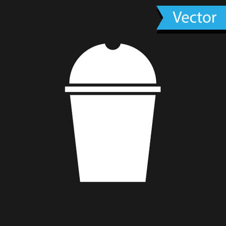 White Paper glass and water icon isolated on black background. Soda drink glass. Fresh cold beverage symbol. Vector Illustrationのイラスト素材
