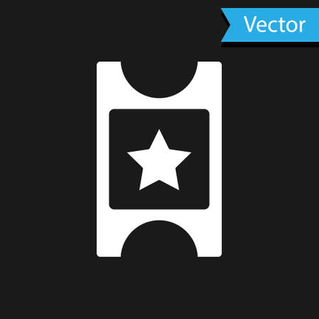 White Cinema ticket icon isolated on black background. Vectorのイラスト素材
