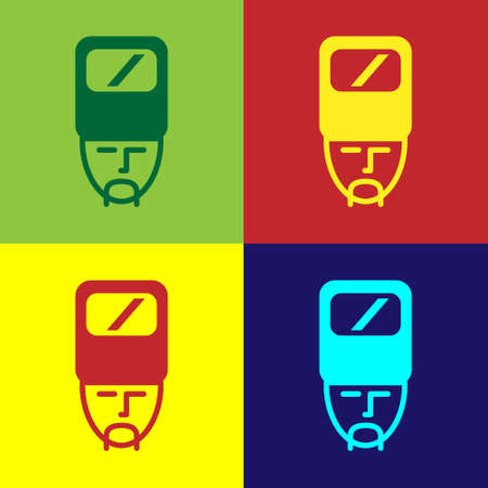 Pop art Ukrainian cossack icon isolated on color background. Vectorのイラスト素材