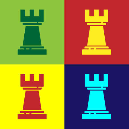 Pop art Chess icon isolated on color background. Business strategy. Game, management, finance. Vectorのイラスト素材