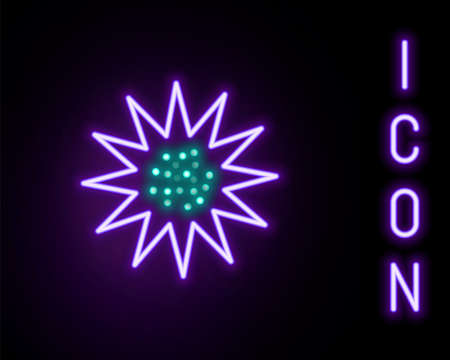 Glowing neon line Sea urchin icon isolated on black background. Colorful outline concept. Vectorのイラスト素材