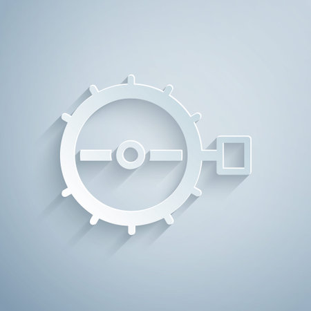 Paper cut Trap hunting icon isolated on grey background. Paper art style. Vectorのイラスト素材