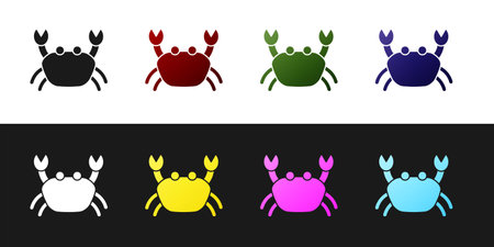 Set Crab icon isolated on black and white background. Vector.のイラスト素材