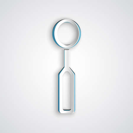 Paper cut Dental inspection mirror icon isolated on grey background. Tool dental checkup. Paper art style. Vectorのイラスト素材