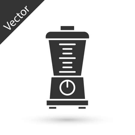 Grey Blender icon isolated on white background. Kitchen electric stationary blender with bowl. Cooking smoothies, cocktail or juice. Vectorのイラスト素材