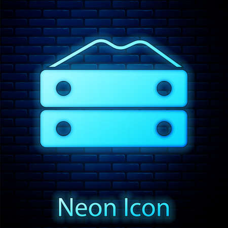 Glowing neon Bag of flour icon isolated on brick wall background. Vectorのイラスト素材