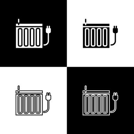 Set Heating radiator icon isolated on black and white background. Vectorのイラスト素材