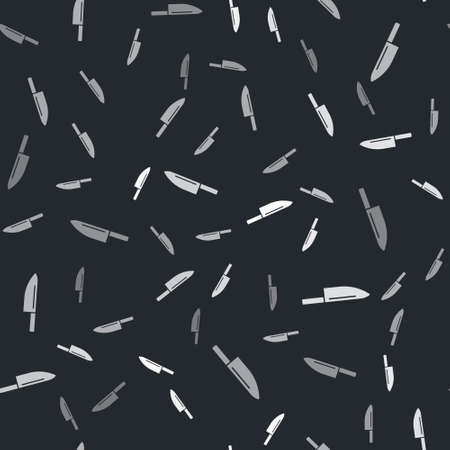 Grey Knife icon isolated seamless pattern on black background. Cutlery symbol. Vectorのイラスト素材