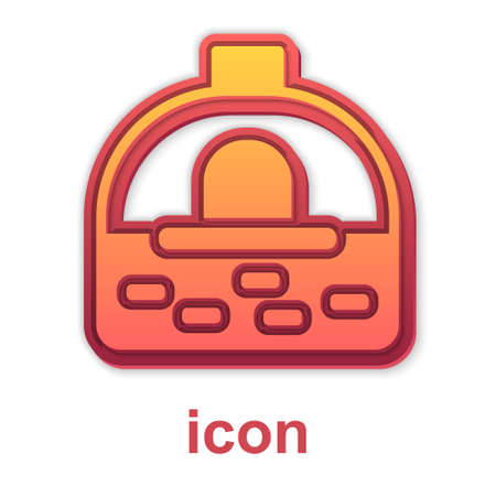 Gold Brick stove icon isolated on white background. Brick fireplace, masonry stove, stone oven icon. Vectorのイラスト素材