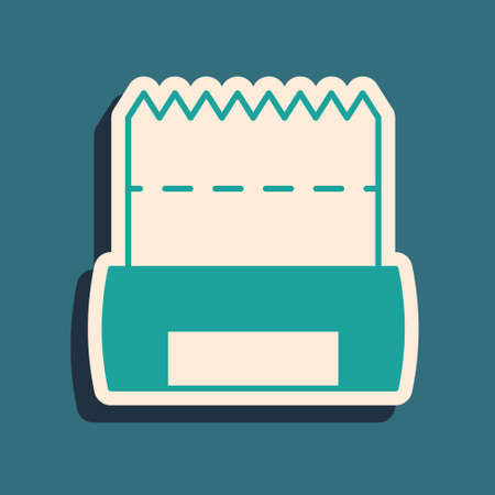 Green Hygienic dog bag icon isolated on green background. Dog bag. Cleaning the park after walking pets concept. Long shadow style. Vectorのイラスト素材