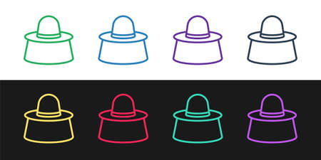 Set line Beekeeper with protect hat icon isolated on black and white background. Special protective uniform. Vectorのイラスト素材