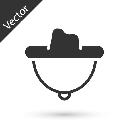 Grey Western cowboy hat icon isolated on white background. Vectorのイラスト素材