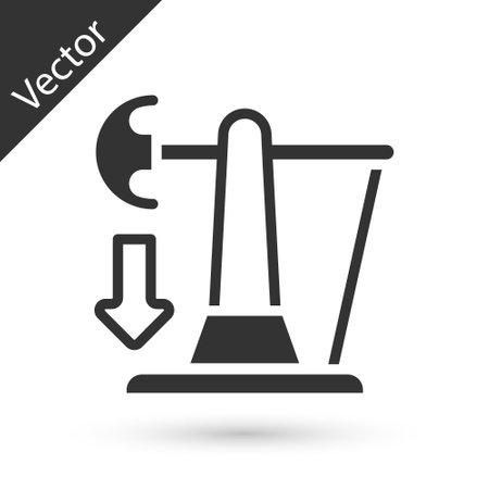 Grey Drop in crude oil price icon isolated on white background. Oil industry crisis concept. Vectorのイラスト素材