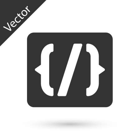 Grey Programming language syntax icon isolated on white background ...