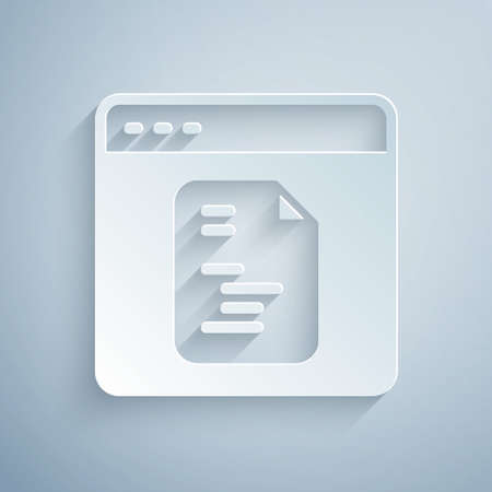 Paper cut Software, web developer programming code icon isolated on grey background. Javascript computer script random parts of program code. Paper art style. Vectorのイラスト素材