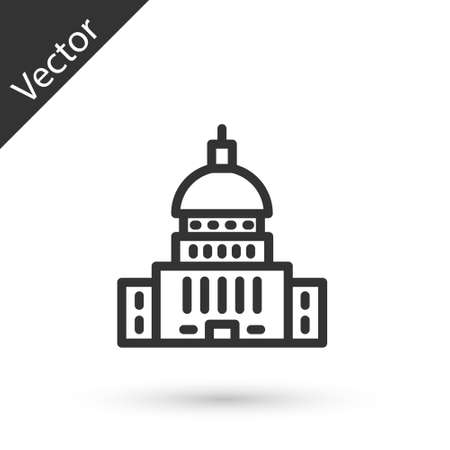 Grey line White House icon isolated on white background. Washington DC. Vectorのイラスト素材