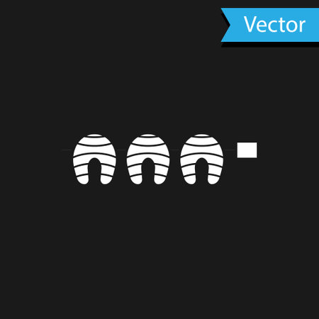 White Grilled fish steak icon isolated on black background. Vector.のイラスト素材
