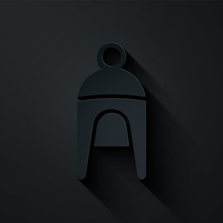 Paper cut Winter hat icon isolated on black background. Paper art style. Vectorのイラスト素材