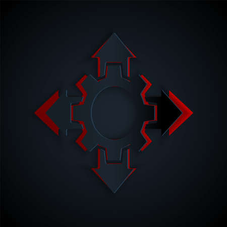 Paper cut Project team base icon isolated on black background. Business analysis and planning, consulting, team work, project management. Paper art style. Vectorのイラスト素材